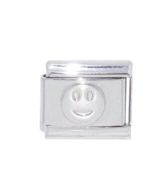 Silver 9mm Italian Charm Smiley Face Minimal Link Bracelet